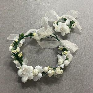 Queenbox Flower Wreath Garland Floral Wedding Bridal Hair Hoop and Wrist Flower